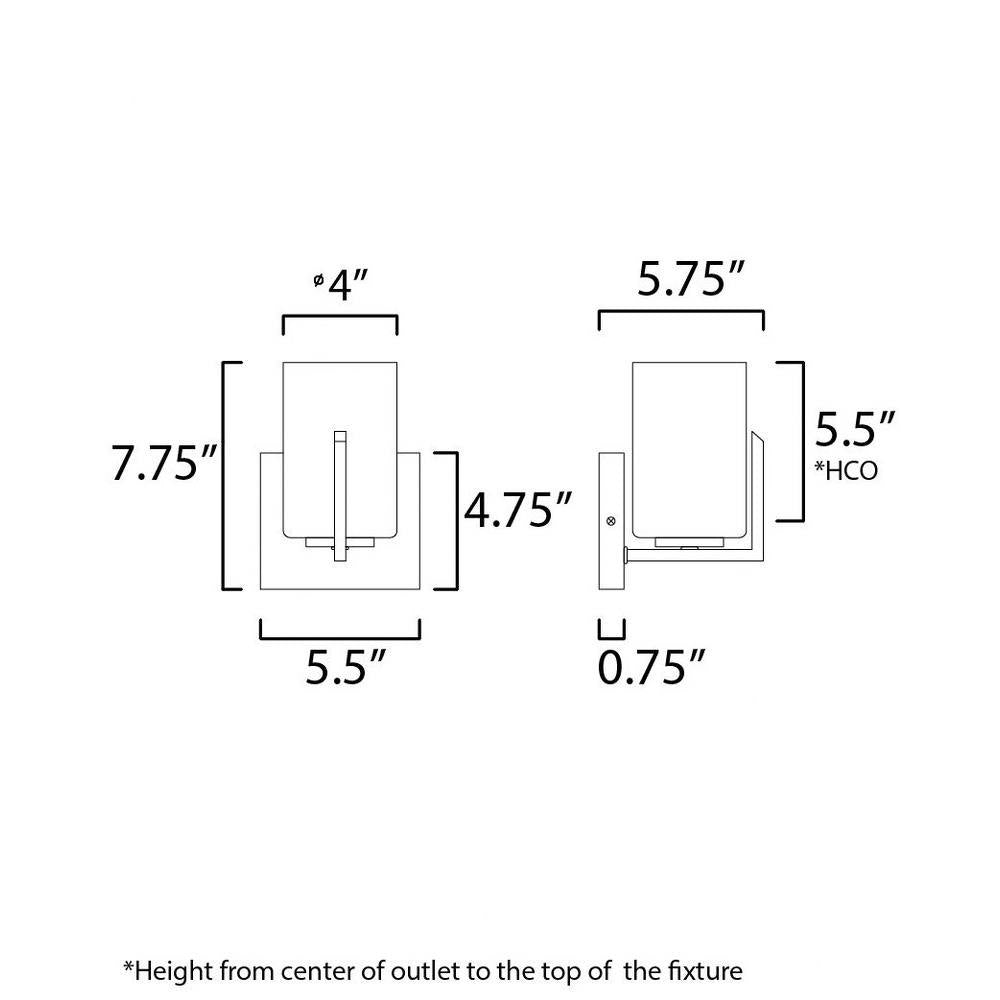 Maxim Lighting 21281SWBK Dart Wall Sconce Dimensions Diagram