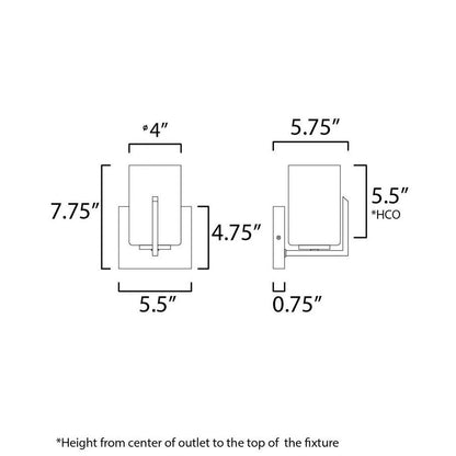 Maxim Lighting 21281SWBK Dart Wall Sconce Dimensions Diagram