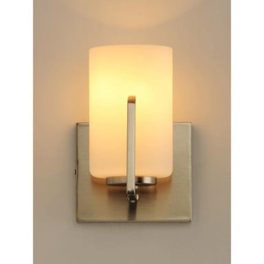Maxim Lighting 21281SWSBR Dart 1 Light Satin Nickel Wall Sconce with Satin White Glass Shade
