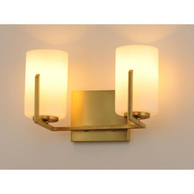 Maxim Lighting 21282SWSBR Dart 2 Light Satin Brass Bath Vanity Wall Light Lit