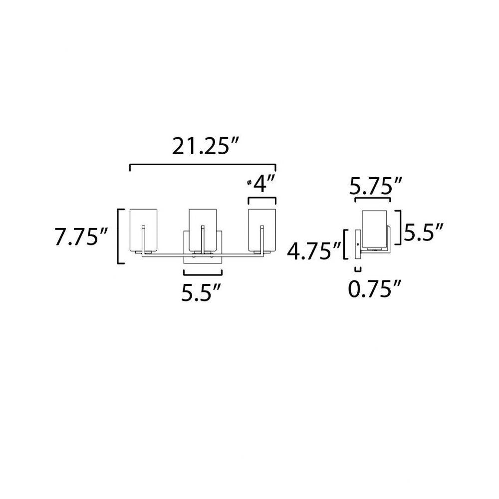 Maxim Lighting 21283SWBK Dart Bath Vanity Wall Light Dimensions Diagram