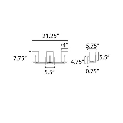 Maxim Lighting 21283SWBK Dart Bath Vanity Wall Light Dimensions Diagram
