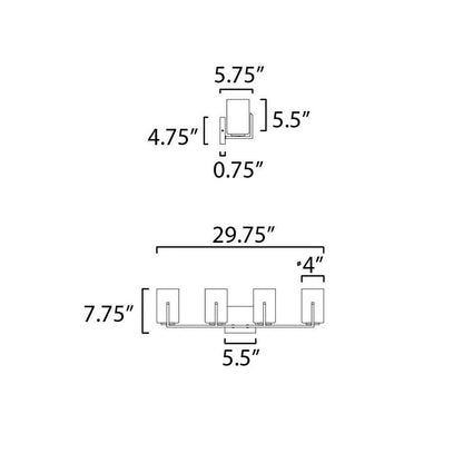 Maxim Lighting 21284SWBK Dart Bath Vanity Wall Light Dimensions Diagram