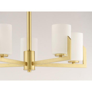 Maxim Lighting 21286SWSN Dart 5 Light Chandelier - close-up detail of center hub and glass shades