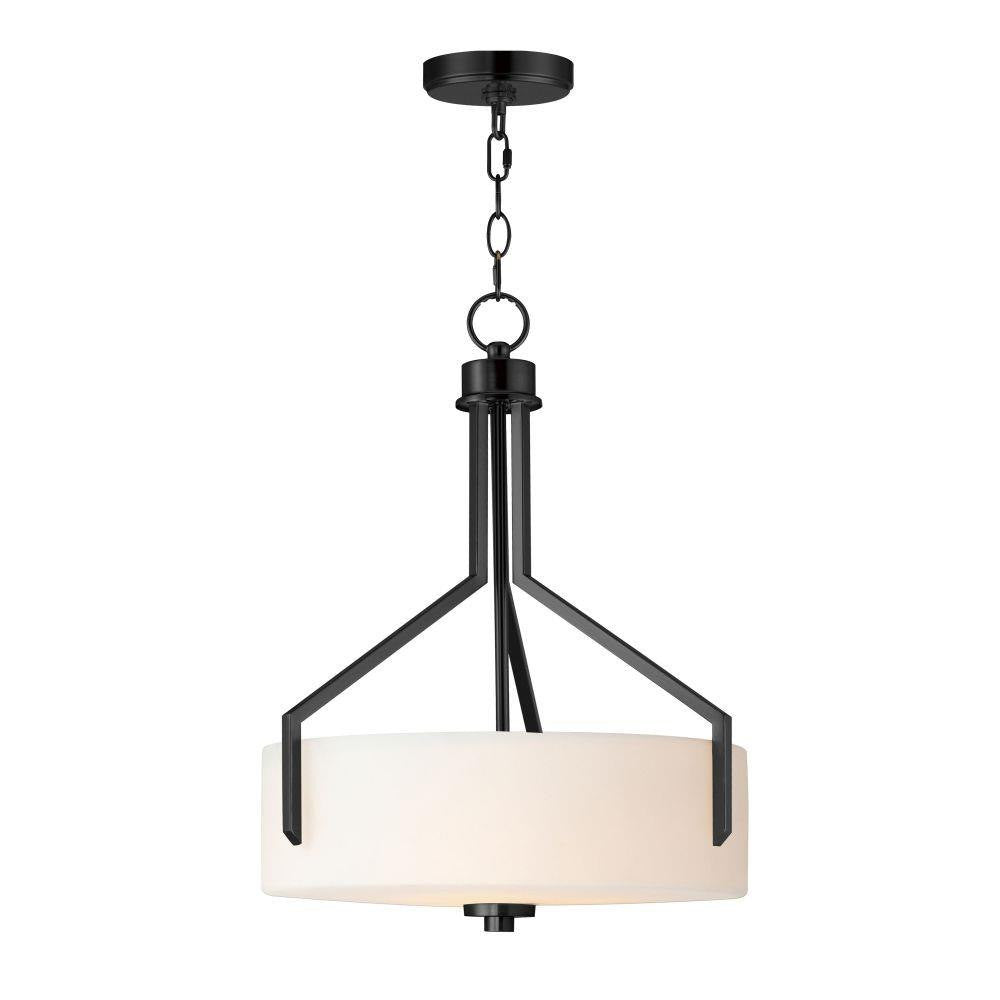 Maxim Lighting 21287SWBK Dart 3 Light 16.75 inch Matte Black Pendant Ceiling Light with Satin White Glass Drum Shade