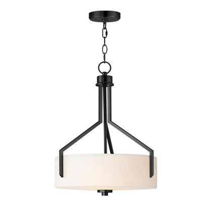 Maxim Lighting 21287SWBK Dart 3 Light 16.75 inch Matte Black Pendant Ceiling Light with Satin White Glass Drum Shade