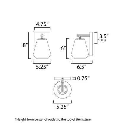 Maxim Lighting 21331CLBK Geode Wall Sconce Dimensions Diagram
