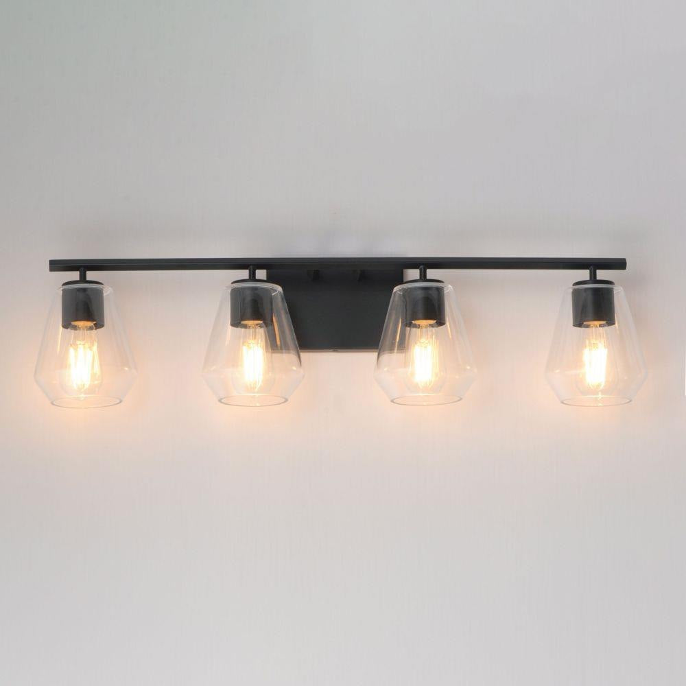 Maxim Lighting 21334CLNAB Geode 4 Light Bath Vanity Wall Light - Illuminated Front View