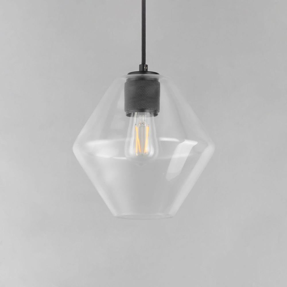 Maxim Lighting 21336CLBK Geode Pendant - Angled view of geometric clear glass shade with black finish