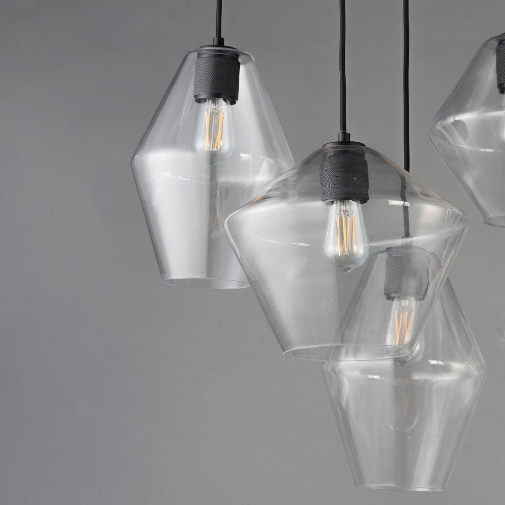 Maxim Lighting 21339CLBK Geode Clear Angular Glass Shades Close-Up Detail