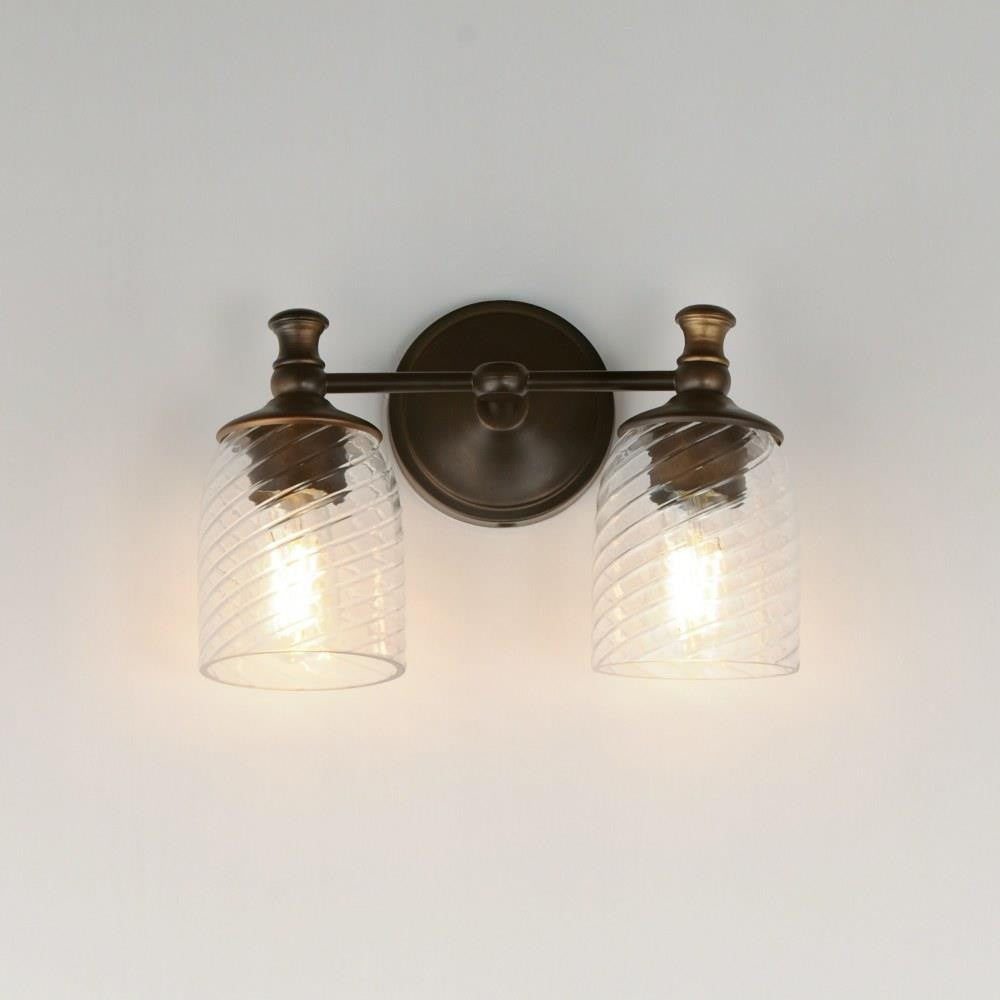 Maxim Lighting 21352CRSCH Swirl 2 Light 14 Inch Satin Champagne Wall Sconce - Lit View