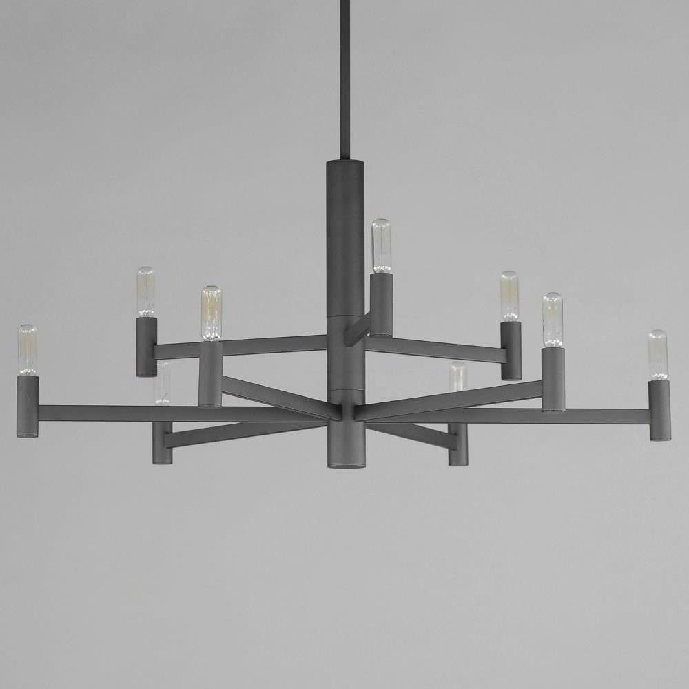 Maxim Lighting 21369NAB Emana 9 Light Chandelier - close-up angled view showing geometric arm detail and tubular bulbs