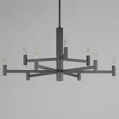 Maxim Lighting 21369NAB Emana 9 Light Chandelier - close-up angled view showing geometric arm detail and tubular bulbs