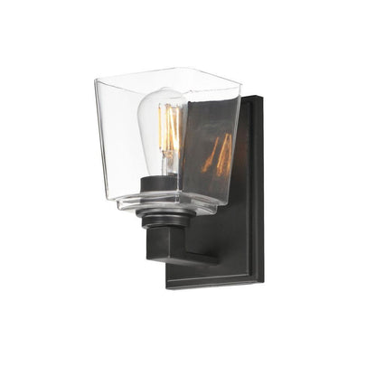 Maxim Lighting 21381CLBK Cubos 1 Light Matte Black Wall Sconce with Clear Glass Shade