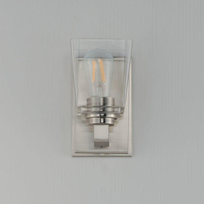 Maxim Lighting 21381CLSN Cubos Satin Nickel Wall Sconce Unlit on Gray Wall