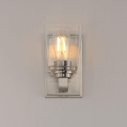 Maxim Lighting 21381CLSN Cubos Satin Nickel Wall Sconce Illuminated on Gray Wall