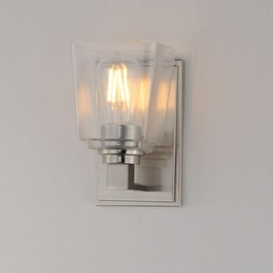 Maxim Lighting 21381CLSN Cubos Satin Nickel Wall Sconce Angle View on Wall