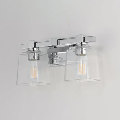 Maxim Lighting 21382CLNAB Cubos 2 Light 14 inch Natural Aged Brass Bath Vanity Wall Light - Polished Chrome Finish Angle View