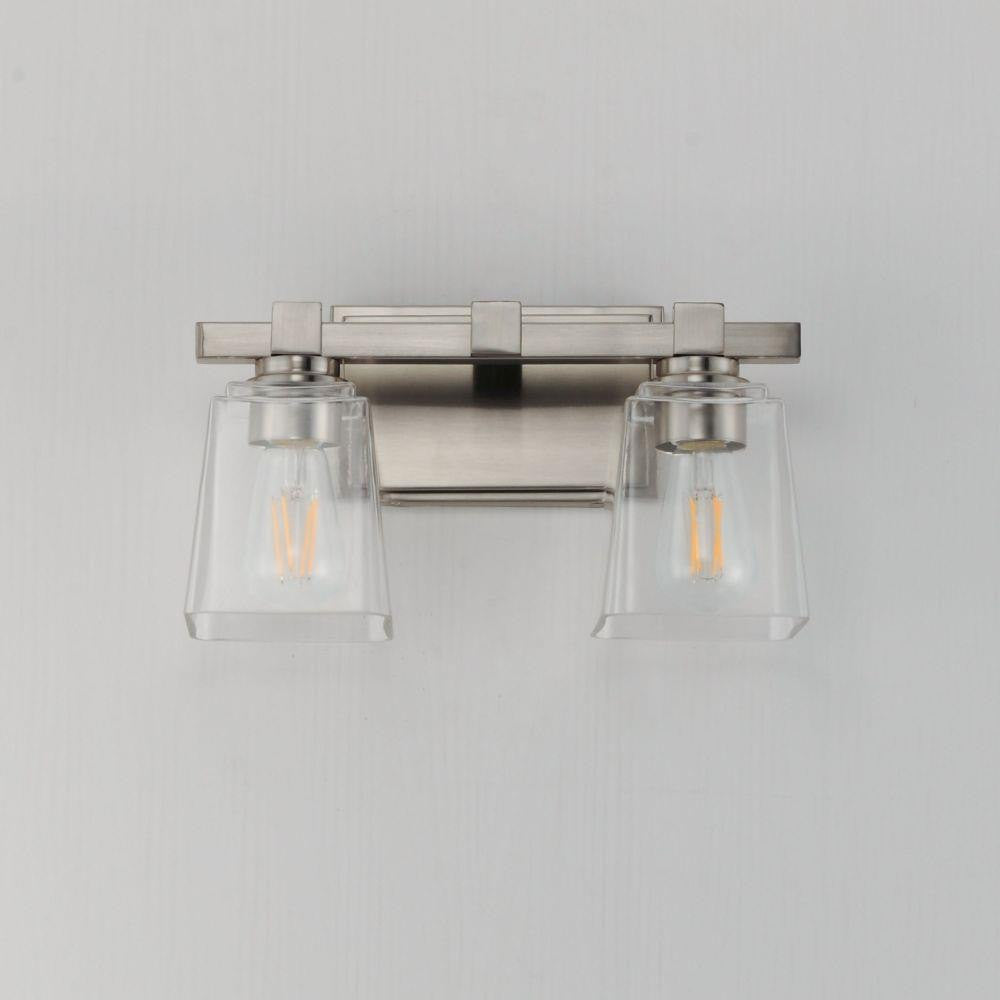 Maxim Lighting 21382CLSN Cubos 2 Light Satin Nickel Bath Vanity Wall Light Front View