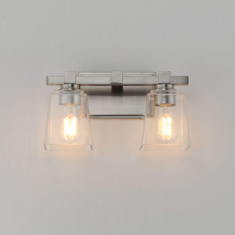 Maxim Lighting 21382CLSN Cubos 2 Light Satin Nickel Bath Vanity Wall Light Illuminated