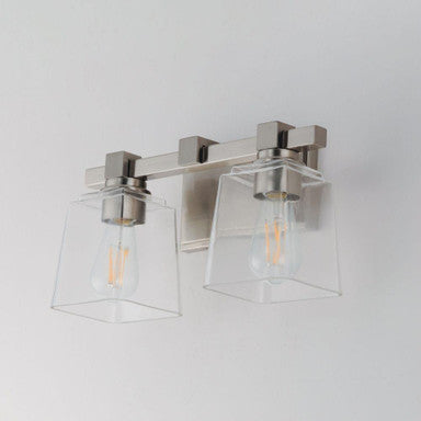Maxim Lighting 21382CLSN Cubos 2 Light Satin Nickel Bath Vanity Wall Light Angle View