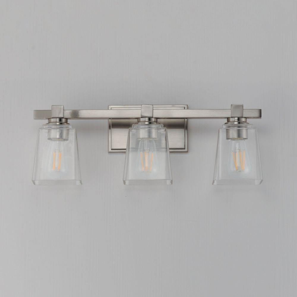 Maxim Lighting 21383CLSN Cubos 3 Light Satin Nickel Bath Vanity Wall Light - Off