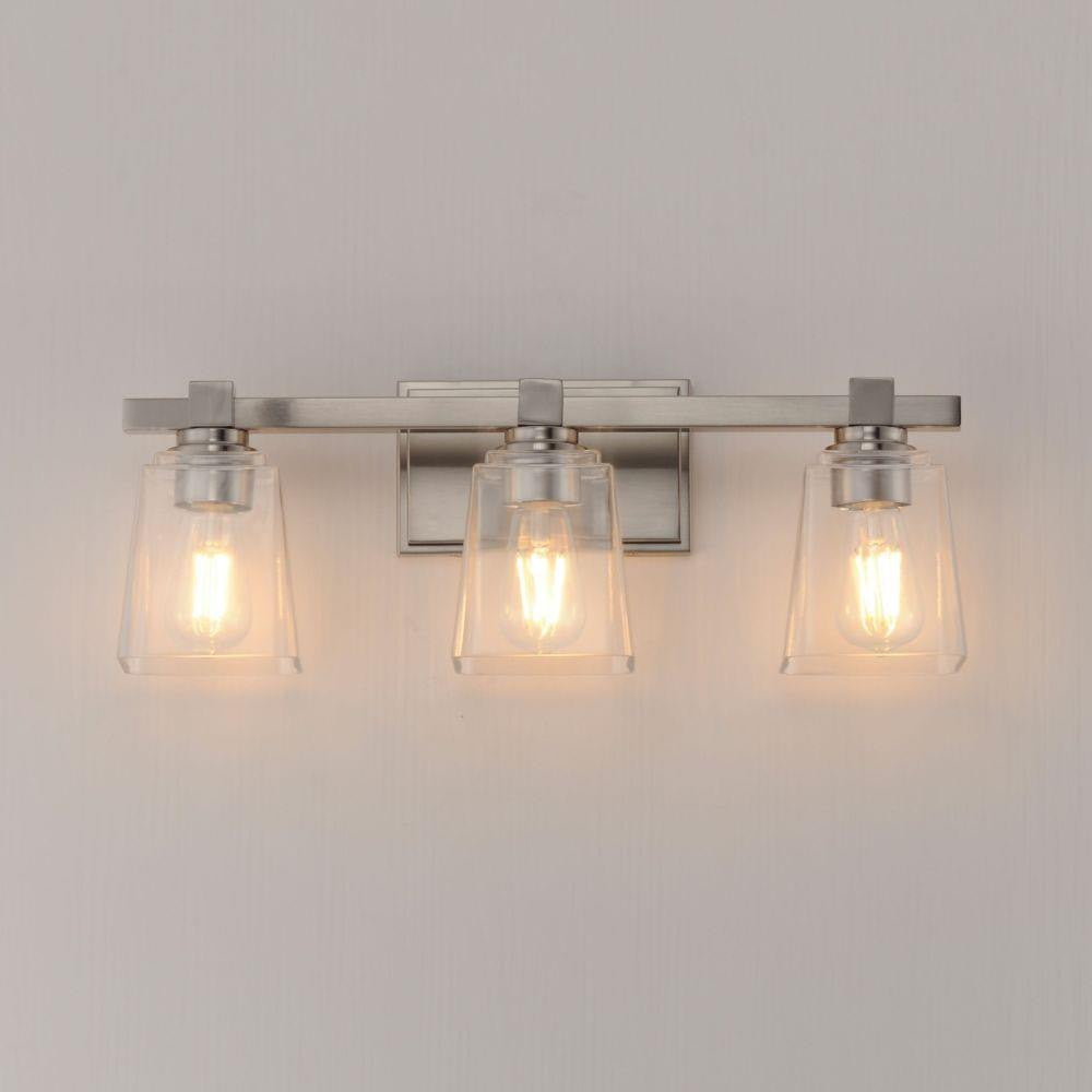 Maxim Lighting 21383CLSN Cubos 3 Light Satin Nickel Bath Vanity Wall Light - Illuminated