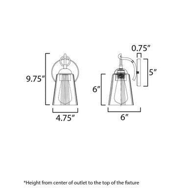 Maxim Lighting 21391CLBK Jackson Hole Wall Sconce Dimension Diagram
