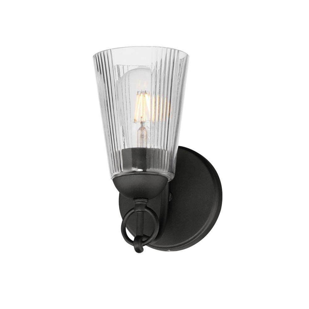Maxim Lighting 21391CLBK Jackson Hole 1 Light Black Wall Sconce with Clear Fluted Glass Shade