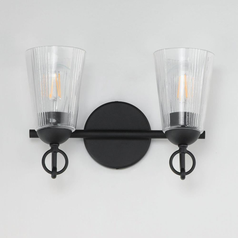 Maxim Lighting 21392CLBK Jackson Hole 2 Light Black Bath Vanity Wall Sconce - Angled View Lights Off