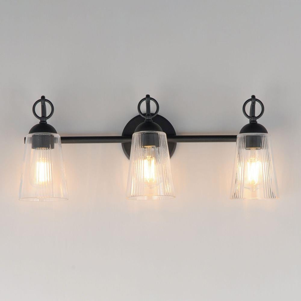 Maxim Lighting 21393CLBK Jackson Hole 3 Light Black Bath Vanity Wall Light Illuminated