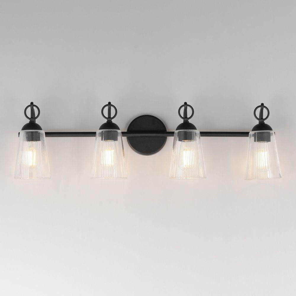 Maxim Lighting 21394CLBK Jackson Hole 4 Light 33 Inch Black Bath Vanity Wall Light - Illuminated