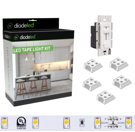 Diode LED DI-KIT-24V-BC1SX60-4000 16.4ft Blaze 100+ Lumen Per Ft LED Tape Light Kit, Color Temperature 4000K, Voltage 24V