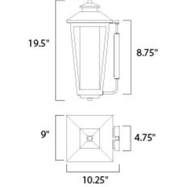Maxim Lighting 2144CLFTAT Aberdeen Outdoor Wall Lantern - Dimension Diagram