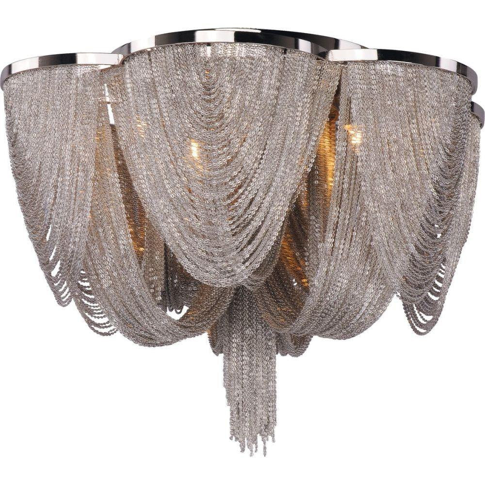 Maxim Lighting 21460NKPN Chantilly 6 Light 18 Inch Polished Nickel Flush Mount Ceiling Light