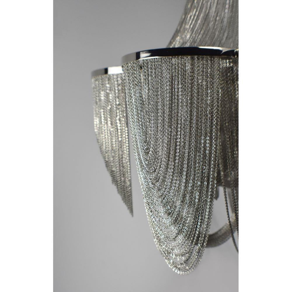 Maxim Lighting 21465NKPN Chantilly Chandelier Close-Up Detail of Chain and Polished Nickel Trim Ring