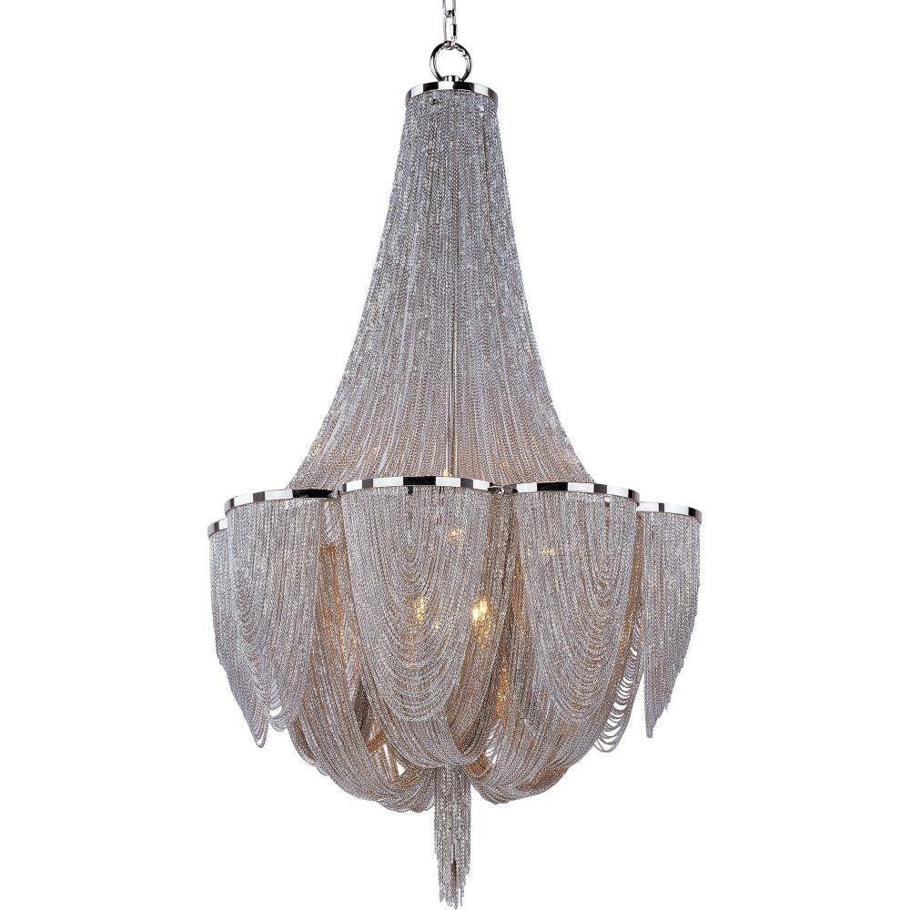 Maxim Lighting 21465NKPN Chantilly 10 Light Polished Nickel Chandelier Ceiling Light