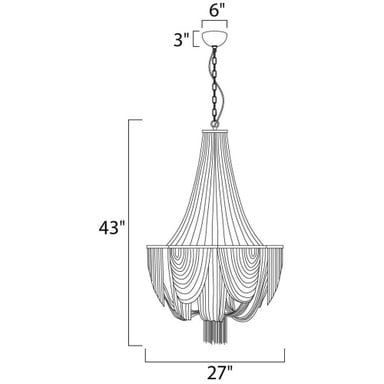 Maxim Lighting 21466NKPN Chantilly Chandelier - Dimensions Diagram 27 inch Wide by 43 inch High