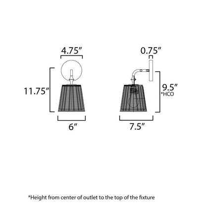 Maxim Lighting 21481NADBZ Baja Wall Sconce Dimensions - 11.75 inch Tall 6 inch Wide 7.5 inch Deep