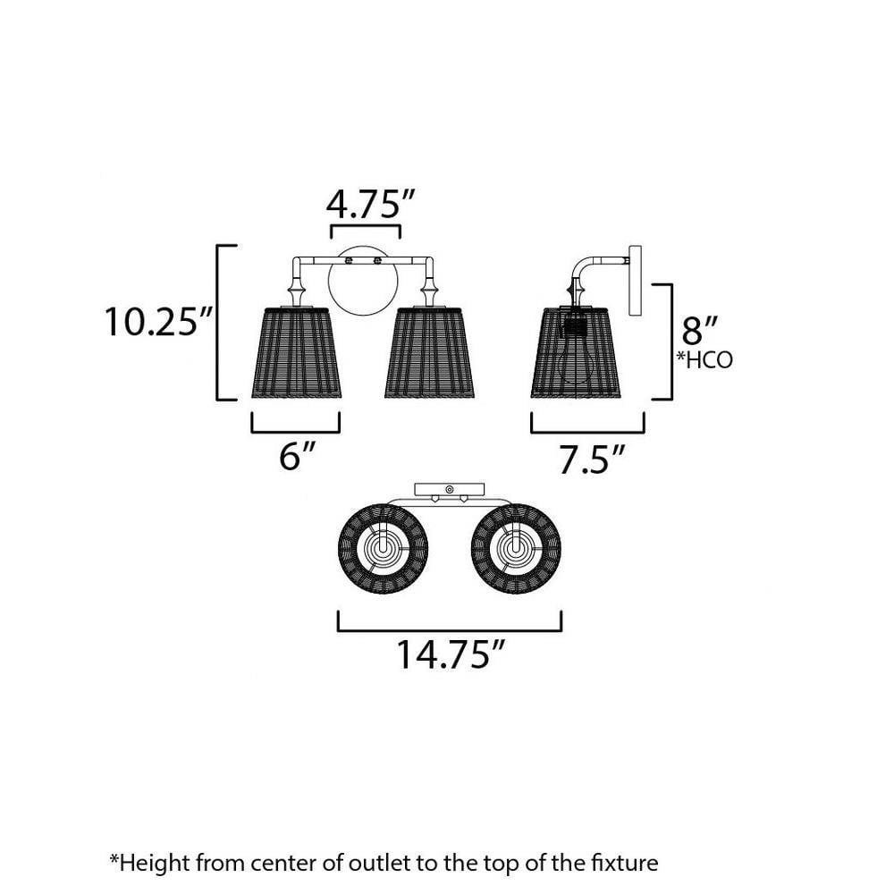 Maxim Lighting 21482NADBZ Baja Bath Vanity Wall Light Dimensions Diagram