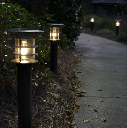 Gama Sonic 214BP250070 Stainless Steel Bollard Solar Light w/EZ Anchor - Black - 2Pack