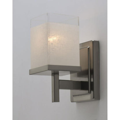 Maxim Lighting 2151LNSN Tetra 1 Light Satin Nickel Bath Vanity Wall Light - illuminated lifestyle wall view