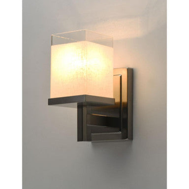 Maxim Lighting 2151LNSN Tetra 1 Light Satin Nickel Bath Vanity Wall Light - illuminated side angle view