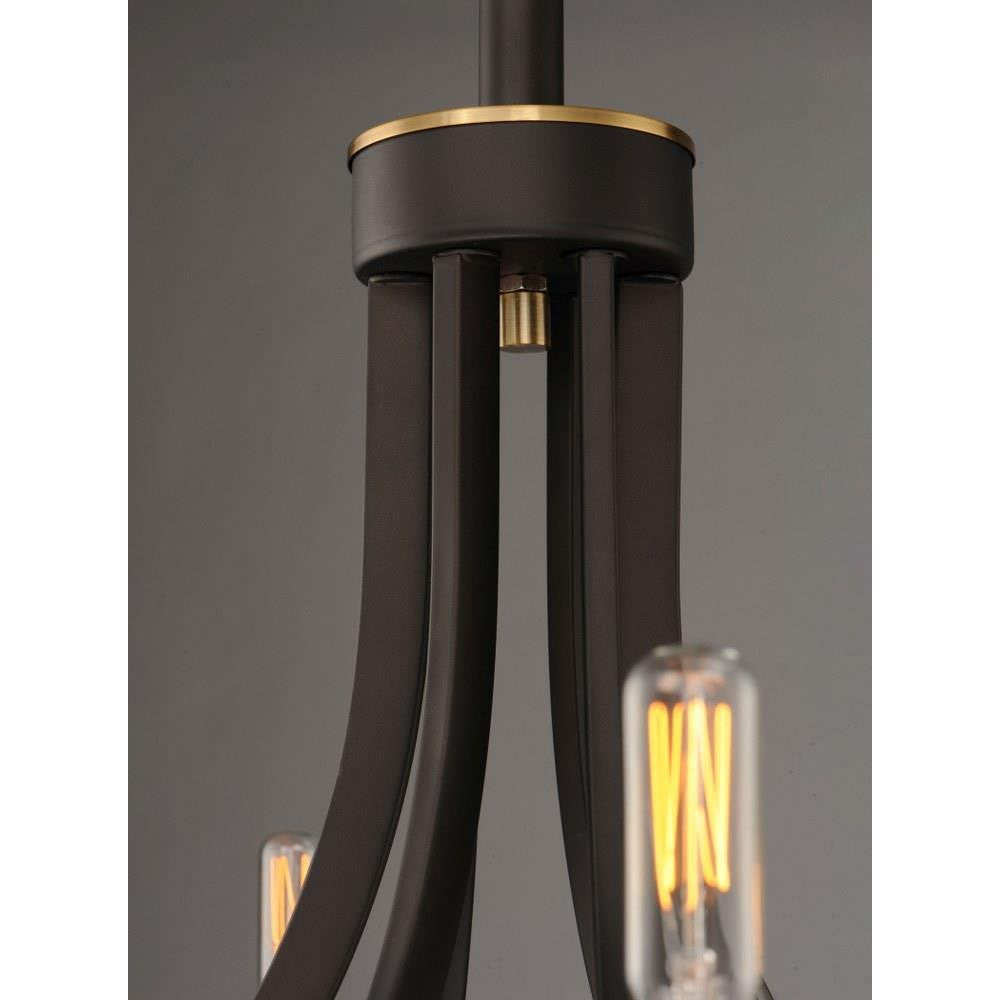 Maxim Lighting 21526BZAB Lyndon 6 Light Chandelier - Center Hub Detail in Bronze with Antique Brass Accents