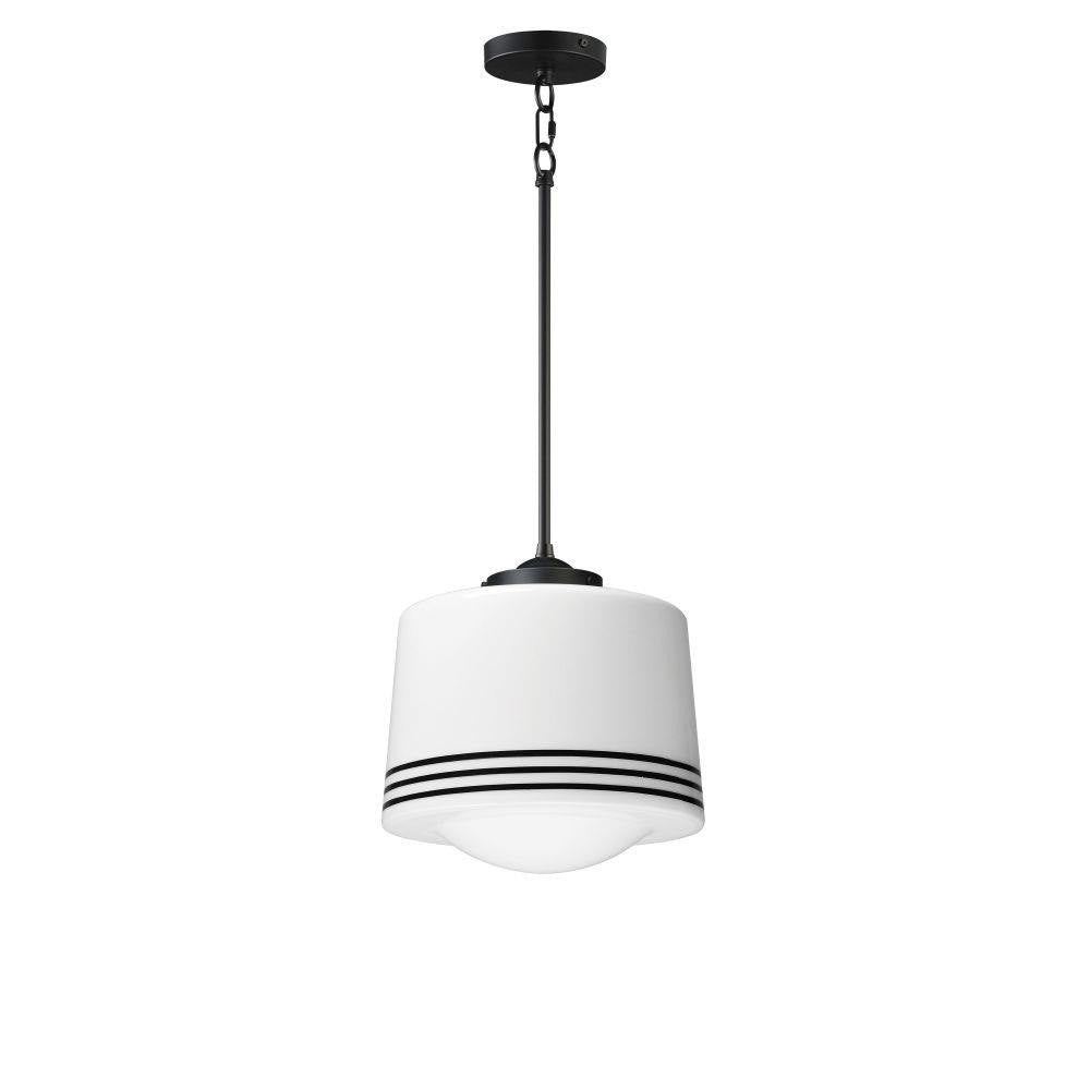 Maxim Lighting 21532WTBK Eureka 1 Light Matte Black Pendant Ceiling Light - full hang with rod