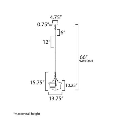 Maxim Lighting 21534WTBK Eureka 1 Light Matte Black Pendant Ceiling Light - Dimensions Diagram