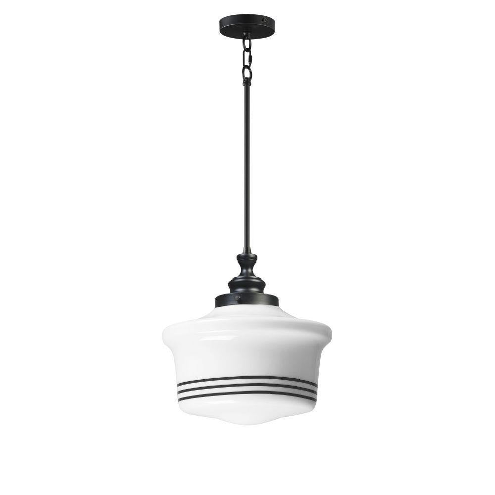 Maxim Lighting 21534WTBK Eureka 1 Light Matte Black Pendant Ceiling Light - Full View on White Background