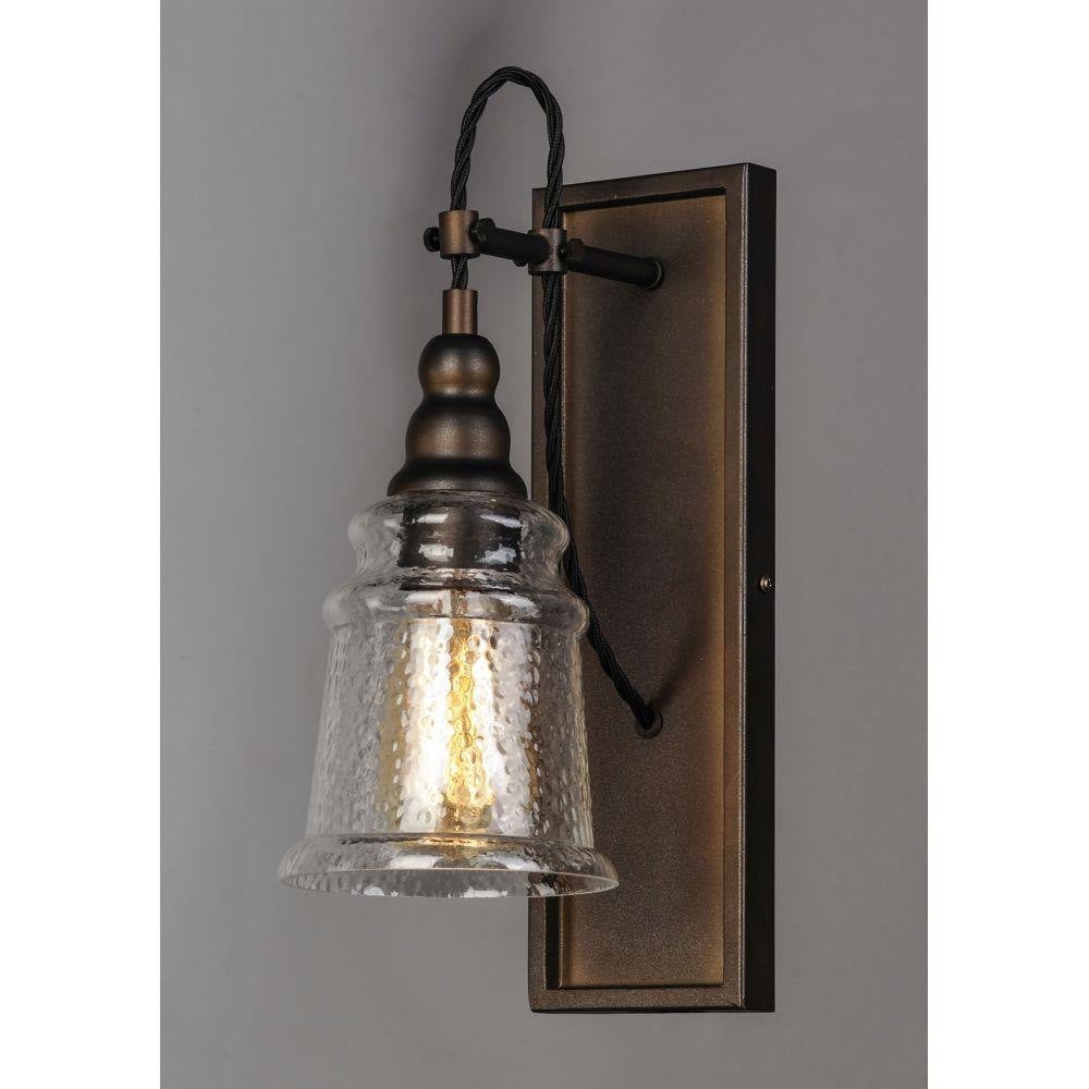 Maxim Lighting 21572HMOI Revival Wall Sconce Oil Rubbed Bronze Finish with Twisted Fabric Wire Detail on Gray Background