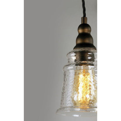 Maxim Lighting 21572HMOI Revival Clear Hammered Glass Shade Close-Up with Oil Rubbed Bronze Fitter