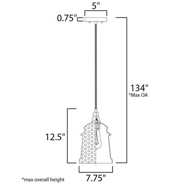 Maxim Lighting 21579HMOI Revival 1 Light Oil Rubbed Bronze Mini Pendant Ceiling Light - dimensions diagram